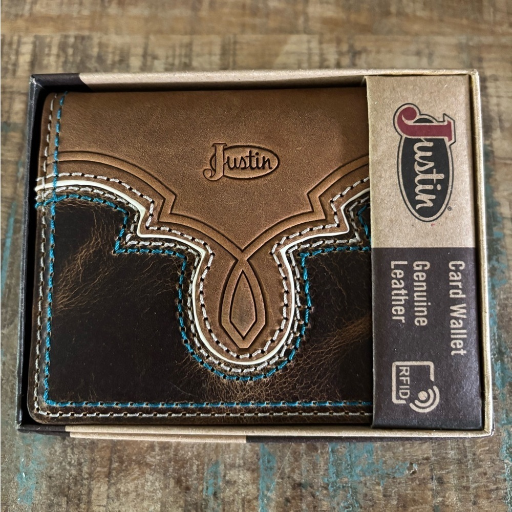 Justin Boot Barn Card Wallet NWT